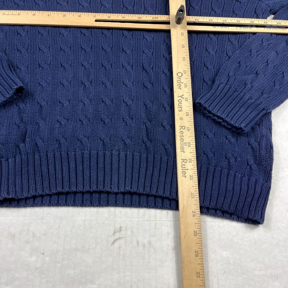 Ralph Lauren Sport Womens V-Neck Sweater Blue Long Sleeve Cable Knit Pullover XL - Picture 6 of 10